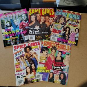 Five (5) Vintage Spice Girls Magazines Lot • 1990s • Very Good Condition